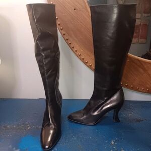 Anne Klein Black Over-the-Knee Pointed-Toe Heeled Boots